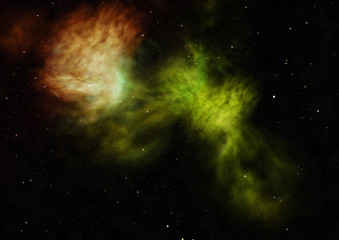 Obraz na płótnie Canvas Far being shone nebula and star field. 3D rendering