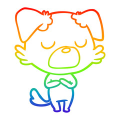 rainbow gradient line drawing cartoon dog