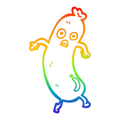 rainbow gradient line drawing cartoon sausage