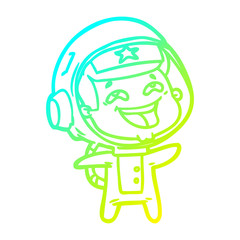 cold gradient line drawing cartoon laughing astronaut