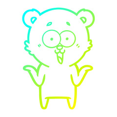 cold gradient line drawing laughing teddy  bear cartoon