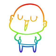 rainbow gradient line drawing happy cartoon bald man