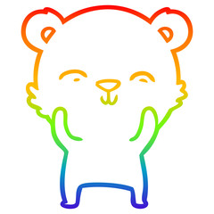 rainbow gradient line drawing happy cartoon bear