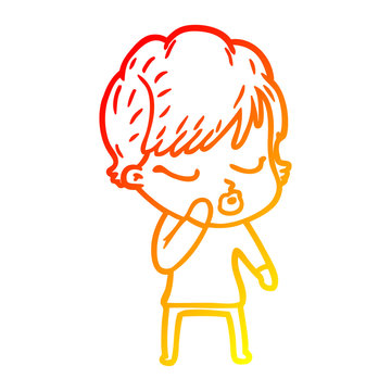 recommend clip art: warm gradient line drawing cartoon woman with eyes shut