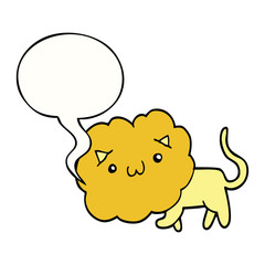 cute cartoon lion and speech bubble
