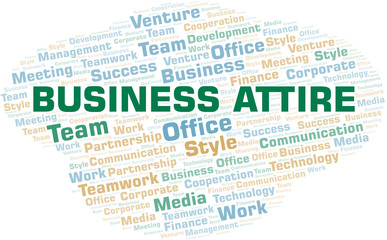 Business Attire word cloud. Collage made with text only.