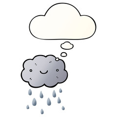 cute cartoon cloud and thought bubble in smooth gradient style