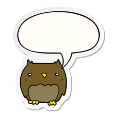 cute cartoon owl and speech bubble sticker