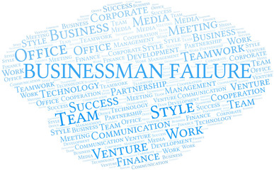 Businessman Failure word cloud. Collage made with text only.