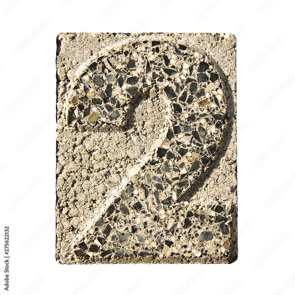Fototapete number 2 carved in a concrete block - a concrete block with the number 