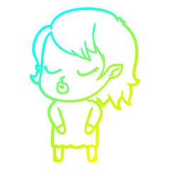 cold gradient line drawing cute cartoon vampire girl