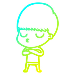 cold gradient line drawing cartoon calm boy