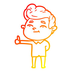 warm gradient line drawing happy cartoon man