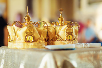 Fototapeta na wymiar Crown for Wedding in Orthodox church gold