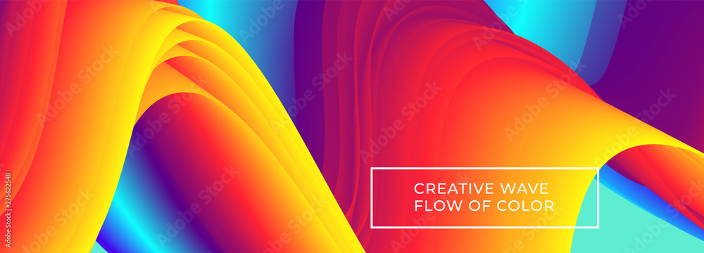 Wall mural Color flow background. Liquid rainbow colored wavy lines.