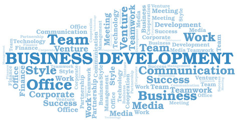 Obraz premium Business Development word cloud. Collage made with text only.