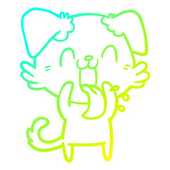 cold gradient line drawing cartoon panting dog