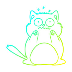 cold gradient line drawing cartoon worried cat