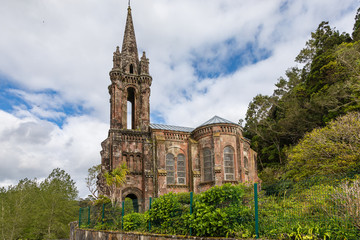 Fototapeta na wymiar The chapel Ermida Nossa Senhora das Vitorias at Furnas, Sao Miguel, Azores