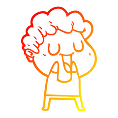 warm gradient line drawing laughing cartoon man