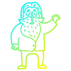cold gradient line drawing cartoon bearded man
