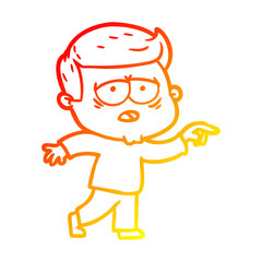 warm gradient line drawing cartoon tired man