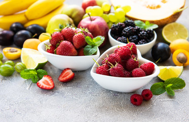 Fresh summer fruits and berries