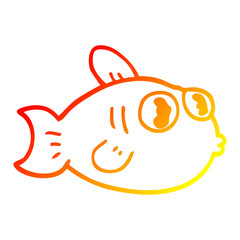 warm gradient line drawing cartoon fish