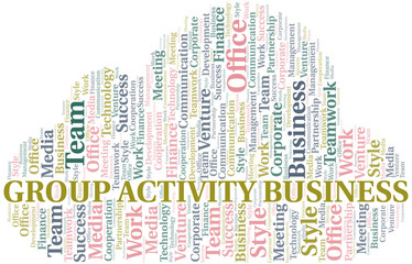 Group Activity Business word cloud. Collage made with text only.