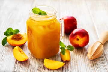 Nectarine juice with fresh fruits