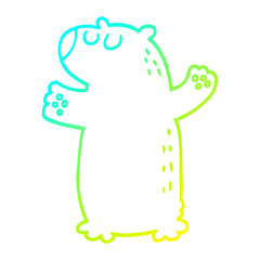 cold gradient line drawing cartoon bear standing