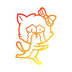 warm gradient line drawing cartoon cat