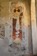Christophorus, Freske in der Kirche von Mistail, Alvaschein, Graubünden, Schweiz