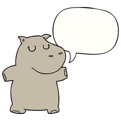 cartoon hippo and speech bubble