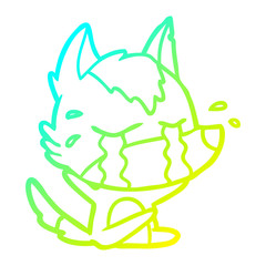 cold gradient line drawing cartoon crying wolf