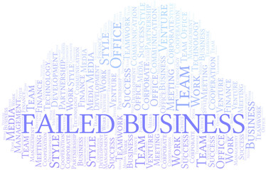 Obraz premium Failed Business word cloud. Collage made with text only.