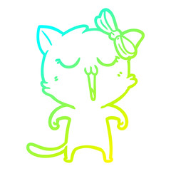 cold gradient line drawing cartoon cat