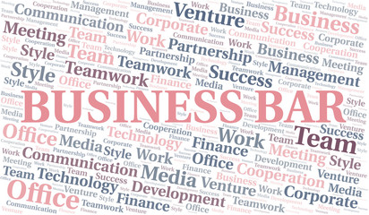 Obraz premium Business Bar word cloud. Collage made with text only.