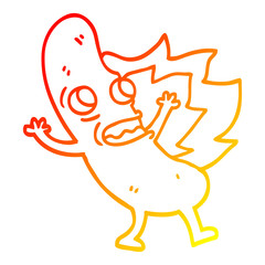 warm gradient line drawing cartoon flaming hotdog