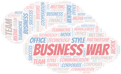 Business War word cloud. Collage made with text only.