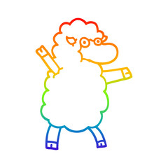 rainbow gradient line drawing cartoon black sheep