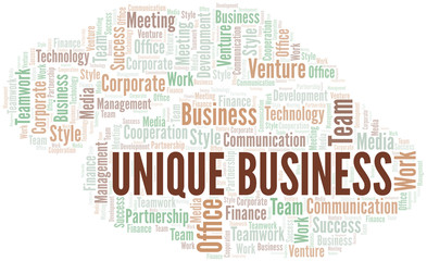 Unique Business word cloud. Collage made with text only.
