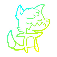 cold gradient line drawing friendly cartoon fox