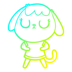 cold gradient line drawing cute cartoon dog