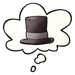 cartoon top hat and thought bubble in smooth gradient style