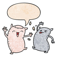 cartoon pillows and speech bubble in retro texture style