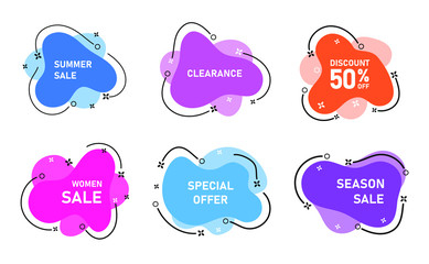 Vector Graphic Geometric flat banners. Modern abstract shapes for sale promotion. Background for graphics sale banner.