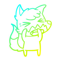 cold gradient line drawing angry cartoon fox