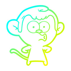 cold gradient line drawing cartoon hooting monkey