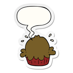 cute cartoon pie and speech bubble sticker